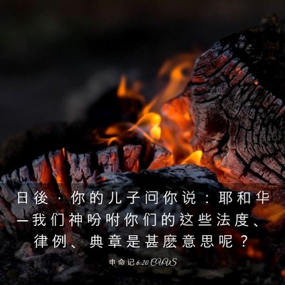 Picture 03 - 申 命 记 6:20 CUVS - 日 後 ， 你 的 儿 子 问 你 说 ： 耶 - Bible Verse Picture