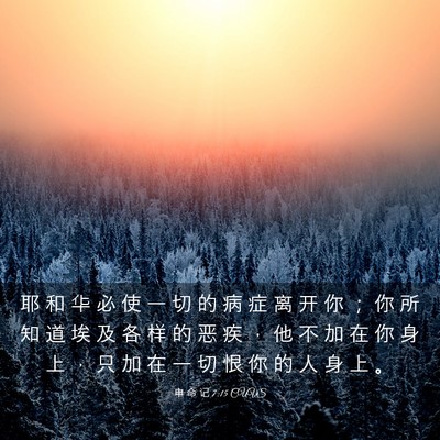 Picture 03 - 申 命 记 7:15 CUVS - 耶 和 华 必 使 一 切 的 病 症 离 开 - Bible Verse Picture