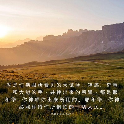 Picture 03 - 申 命 记 7:19 CUVS - 就 是 你 亲 眼 所 看 见 的 大 试 验 - Bible Verse Picture