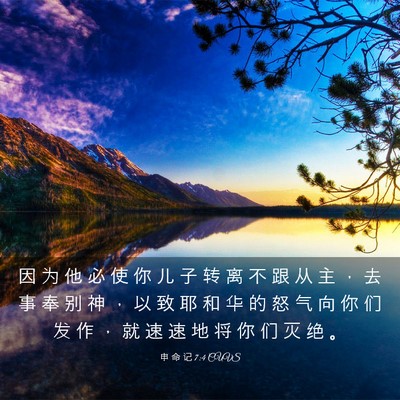 Picture 03 - 申 命 记 7:4 CUVS - 因 为 他 必 使 你 儿 子 转 离 不 跟 - Bible Verse Picture