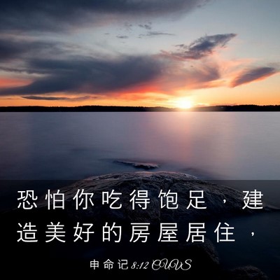 Picture 03 - 申 命 记 8:12 CUVS - 恐 怕 你 吃 得 饱 足 ， 建 造 美 好 - Bible Verse Picture