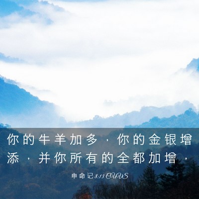 Picture 03 - 申 命 记 8:13 CUVS - 你 的 牛 羊 加 多 ， 你 的 金 银 增 - Bible Verse Picture