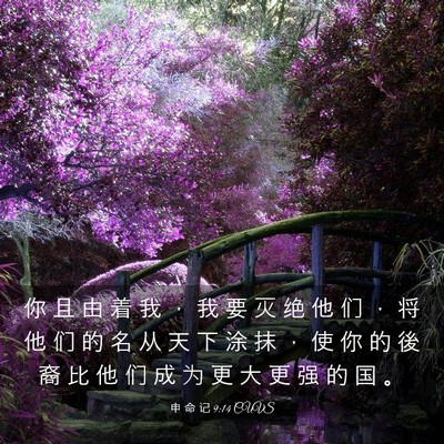 Picture 03 - 申 命 记 9:14 CUVS - 你 且 由 着 我 ， 我 要 灭 绝 他 们 - Bible Verse Picture
