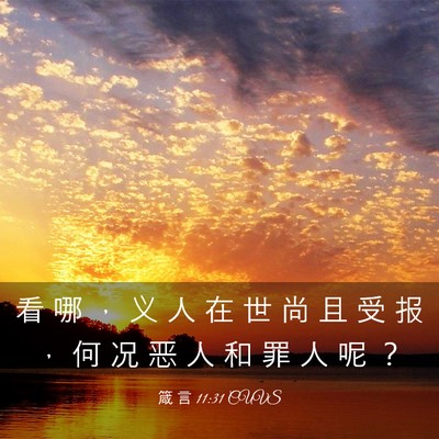 Picture 03 - 箴 言 11:31 CUVS - 看 哪 ， 义 人 在 世 尚 且 受 报 ， - Bible Verse Picture