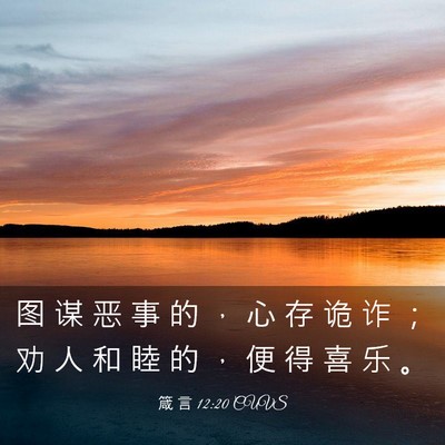 Picture 03 - 箴 言 12:20 CUVS - 图 谋 恶 事 的 ， 心 存 诡 诈 ； 劝 - Bible Verse Picture