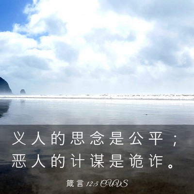 Picture 03 - 箴 言 12:5 CUVS - 义 人 的 思 念 是 公 平 ； 恶 人 的 - Bible Verse Picture