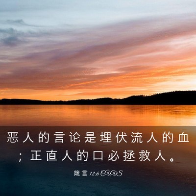 Picture 03 - 箴 言 12:6 CUVS - 恶 人 的 言 论 是 埋 伏 流 人 的 血 - Bible Verse Picture
