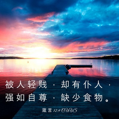 Picture 03 - 箴 言 12:9 CUVS - 被 人 轻 贱 ， 却 有 仆 人 ， 强 如 - Bible Verse Picture