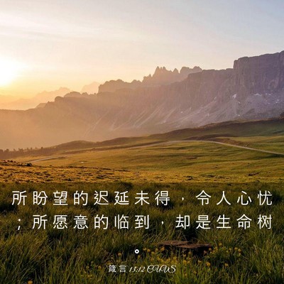 Picture 03 - 箴 言 13:12 CUVS - 所 盼 望 的 迟 延 未 得 ， 令 人 心 - Bible Verse Picture