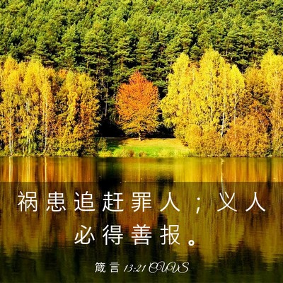 Picture 03 - 箴 言 13:21 CUVS - 祸 患 追 赶 罪 人 ； 义 人 必 得 善 - Bible Verse Picture