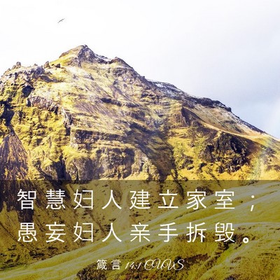 Picture 03 - 箴 言 14:1 CUVS - 智 慧 妇 人 建 立 家 室 ； 愚 妄 妇 - Bible Verse Picture