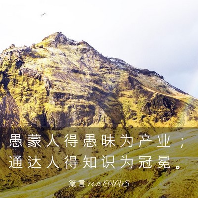 Picture 03 - 箴 言 14:18 CUVS - 愚 蒙 人 得 愚 昧 为 产 业 ； 通 达 - Bible Verse Picture