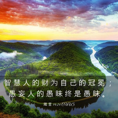 Picture 03 - 箴 言 14:24 CUVS - 智 慧 人 的 财 为 自 己 的 冠 冕 ； - Bible Verse Picture