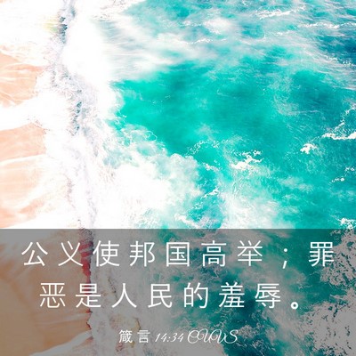 Picture 03 - 箴 言 14:34 CUVS - 公 义 使 邦 国 高 举 ； 罪 恶 是 人 - Bible Verse Picture