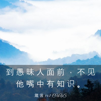 Picture 03 - 箴 言 14:7 CUVS - 到 愚 昧 人 面 前 ， 不 见 他 嘴 中 - Bible Verse Picture