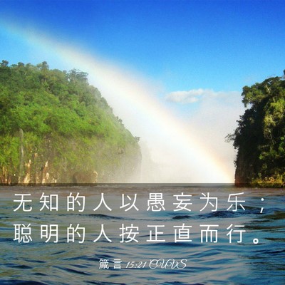 Picture 03 - 箴 言 15:21 CUVS - 无 知 的 人 以 愚 妄 为 乐 ； 聪 明 - Bible Verse Picture