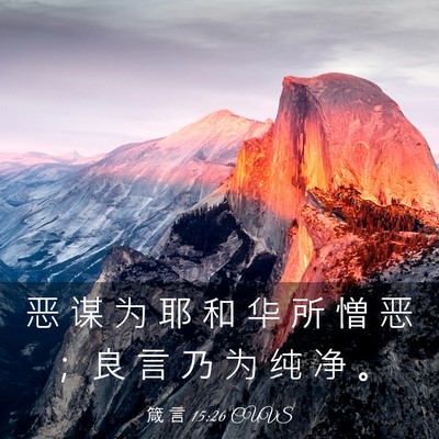 Picture 03 - 箴 言 15:26 CUVS - 恶 谋 为 耶 和 华 所 憎 恶 ； 良 言 - Bible Verse Picture
