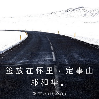 Picture 03 - 箴 言 16:33 CUVS - 签 放 在 怀 里 ， 定 事 由 耶 和 华 - Bible Verse Picture