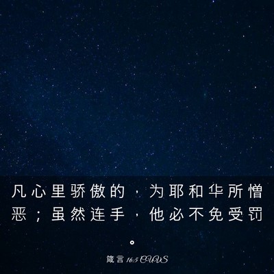 Picture 03 - 箴 言 16:5 CUVS - 凡 心 里 骄 傲 的 ， 为 耶 和 华 所 - Bible Verse Picture
