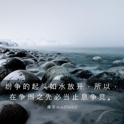 Picture 03 - 箴 言 17:14 CUVS - 纷 争 的 起 头 如 水 放 开 ， 所 以 - Bible Verse Picture