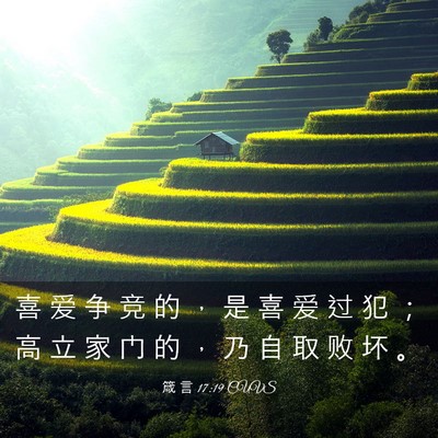 Picture 03 - 箴 言 17:19 CUVS - 喜 爱 争 竞 的 ， 是 喜 爱 过 犯 ； - Bible Verse Picture