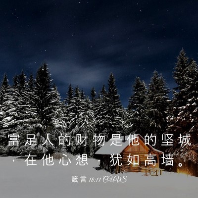 Picture 03 - 箴 言 18:11 CUVS - 富 足 人 的 财 物 是 他 的 坚 城 ， - Bible Verse Picture