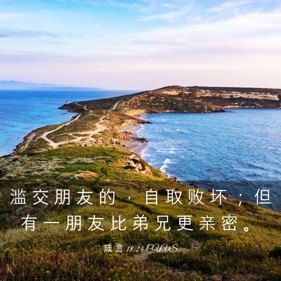Picture 03 - 箴 言 18:24 CUVS - 滥 交 朋 友 的 ， 自 取 败 坏 ； 但 - Bible Verse Picture