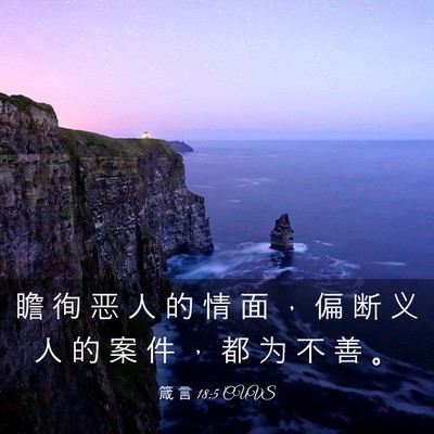 Picture 03 - 箴 言 18:5 CUVS - 瞻 徇 恶 人 的 情 面 ， 偏 断 义 人 - Bible Verse Picture