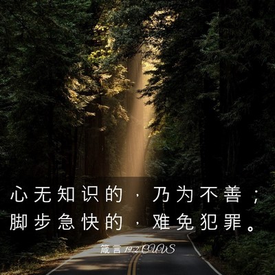 Picture 03 - 箴 言 19:2 CUVS - 心 无 知 识 的 ， 乃 为 不 善 ； 脚 - Bible Verse Picture