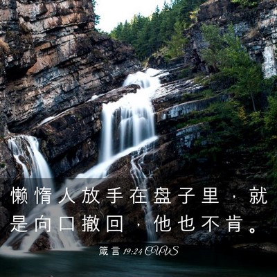 Picture 03 - 箴 言 19:24 CUVS - 懒 惰 人 放 手 在 盘 子 里 ， 就 是 - Bible Verse Picture