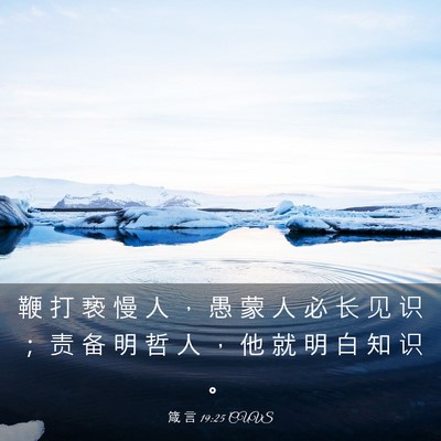 Picture 03 - 箴 言 19:25 CUVS - 鞭 打 亵 慢 人 ， 愚 蒙 人 必 长 见 - Bible Verse Picture