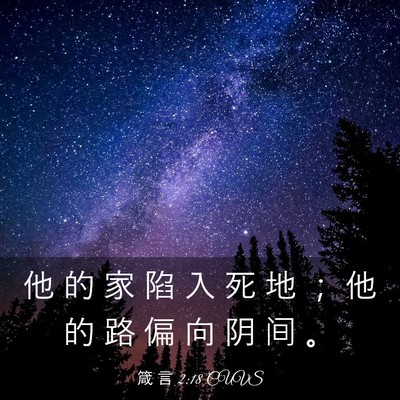 Picture 03 - 箴 言 2:18 CUVS - 他 的 家 陷 入 死 地 ； 他 的 路 偏 - Bible Verse Picture