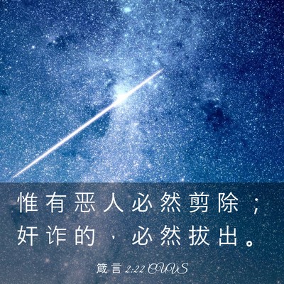 Picture 03 - 箴 言 2:22 CUVS - 惟 有 恶 人 必 然 剪 除 ； 奸 诈 的 - Bible Verse Picture