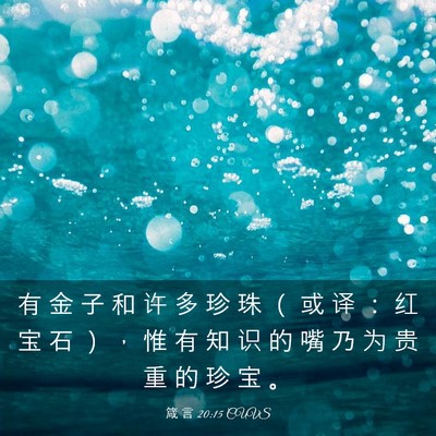Picture 03 - 箴 言 20:15 CUVS - 有 金 子 和 许 多 珍 珠 （ 或 译 ： - Bible Verse Picture