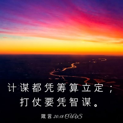 Picture 03 - 箴 言 20:18 CUVS - 计 谋 都 凭 筹 算 立 定 ； 打 仗 要 - Bible Verse Picture