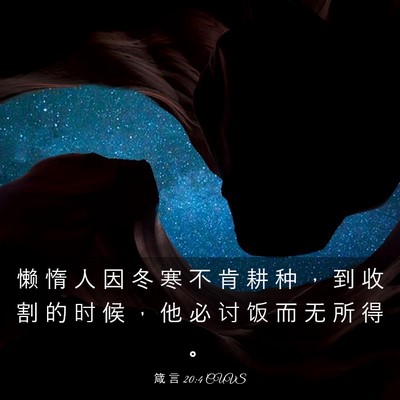 Picture 03 - 箴 言 20:4 CUVS - 懒 惰 人 因 冬 寒 不 肯 耕 种 ， 到 - Bible Verse Picture