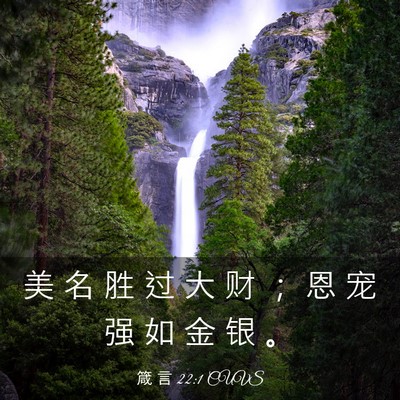 Picture 03 - 箴 言 22:1 CUVS - 美 名 胜 过 大 财 ； 恩 宠 强 如 金 - Bible Verse Picture
