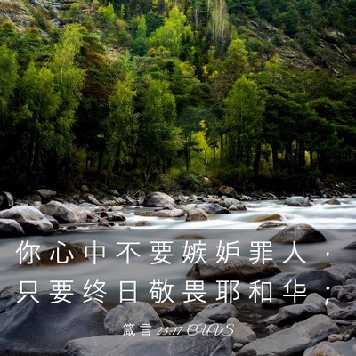 Picture 03 - 箴 言 23:17 CUVS - 你 心 中 不 要 嫉 妒 罪 人 ， 只 要 - Bible Verse Picture