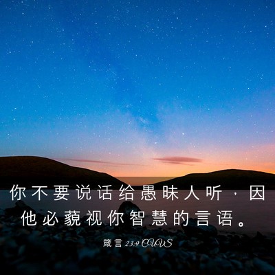 Picture 03 - 箴 言 23:9 CUVS - 你 不 要 说 话 给 愚 昧 人 听 ， 因 - Bible Verse Picture
