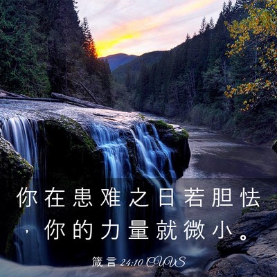 Picture 03 - 箴 言 24:10 CUVS - 你 在 患 难 之 日 若 胆 怯 ， 你 的 - Bible Verse Picture