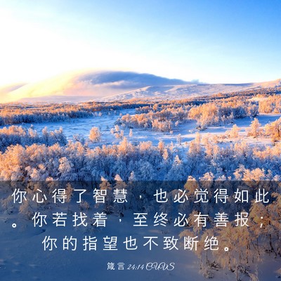 Picture 03 - 箴 言 24:14 CUVS - 你 心 得 了 智 慧 ， 也 必 觉 得 如 - Bible Verse Picture