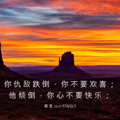 Picture 03 - 箴 言 24:17 CUVS - 你 仇 敌 跌 倒 ， 你 不 要 欢 喜 ； - Bible Verse Picture