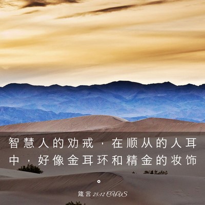 Picture 03 - 箴 言 25:12 CUVS - 智 慧 人 的 劝 戒 ， 在 顺 从 的 人 - Bible Verse Picture