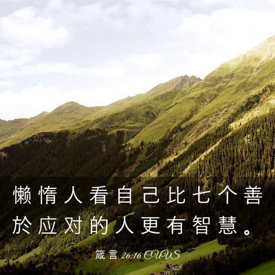 Picture 03 - 箴 言 26:16 CUVS - 懒 惰 人 看 自 己 比 七 个 善 於 应 - Bible Verse Picture