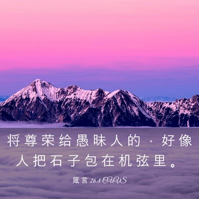 Picture 03 - 箴 言 26:8 CUVS - 将 尊 荣 给 愚 昧 人 的 ， 好 像 人 - Bible Verse Picture
