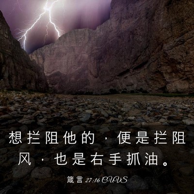 Picture 03 - 箴 言 27:16 CUVS - 想 拦 阻 他 的 ， 便 是 拦 阻 风 ， - Bible Verse Picture