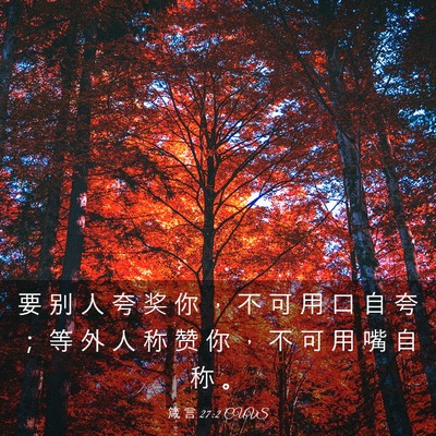 Picture 03 - 箴 言 27:2 CUVS - 要 别 人 夸 奖 你 ， 不 可 用 口 自 - Bible Verse Picture