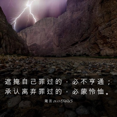 Picture 03 - 箴 言 28:13 CUVS - 遮 掩 自 己 罪 过 的 ， 必 不 亨 通 - Bible Verse Picture