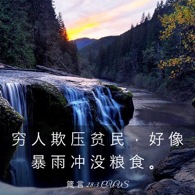 Picture 03 - 箴 言 28:3 CUVS - 穷 人 欺 压 贫 民 ， 好 像 暴 雨 冲 - Bible Verse Picture