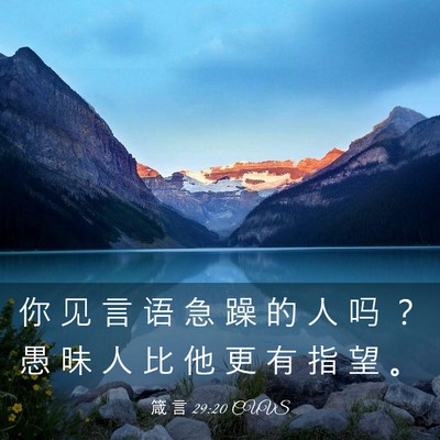 Picture 03 - 箴 言 29:20 CUVS - 你 见 言 语 急 躁 的 人 吗 ？ 愚 昧 - Bible Verse Picture